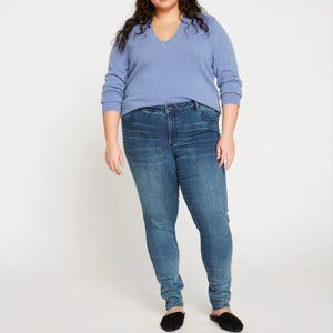 NEW Universal Standard SEINE MID RISE SKINNY JEANS, distressed blue, 18 TALL 32"